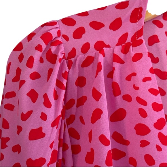 SIGNITURE8 Leopard Print Batwing Sleeve Top Pink + Red M - Picture 3 of 9